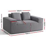 Darrahopens Furniture > Sofas > Sofas & Sofa Beds Artiss 2 Seater Sofa Loveseat Sofas Bed Couch No Assembly Corduroy Small Couches Apartement