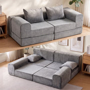 Darrahopens Furniture > Sofas > Sofas & Sofa Beds Artiss 5-in-1 Convertible Sofa Bed Floor Mattress Modular Boneless Curved Couch In Australia - Darrahopens