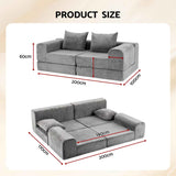 Artiss 5-in-1 Convertible Sofa Bed Floor Mattress Modular Boneless Curved Couch In Australia - Darrahopens