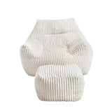 Darrahopens Furniture > Sofas > Sofas & Sofa Beds Artiss Bean Bag Sofa w/Ottoman Corduroy for Adults Teens White In Australia - Darrahopens