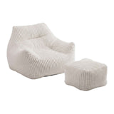Darrahopens Furniture > Sofas > Sofas & Sofa Beds Artiss Bean Bag Sofa w/Ottoman Corduroy for Adults Teens White In Australia - Darrahopens