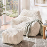 Darrahopens Furniture > Sofas > Sofas & Sofa Beds Artiss Bean Bag Sofa w/Ottoman Corduroy for Adults Teens White In Australia - Darrahopens