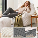 Darrahopens Furniture > Sofas > Sofas & Sofa Beds Artiss Bean Bag Sofa w/Ottoman Corduroy for Adults Teens White In Australia - Darrahopens