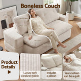 Darrahopens Furniture > Sofas > Sofas & Sofa Beds Artiss Convertible Folding Sofa Bed 30D High-Density Foam Boneless Couch with Corduroy Sleeper Couch Lounger for Living Room Beign