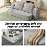 Darrahopens Furniture > Sofas > Sofas & Sofa Beds Artiss Convertible Folding Sofa Bed 30D High-Density Foam Boneless Couch with Corduroy Sleeper Couch Lounger for Living Room Grey