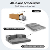 Darrahopens Furniture > Sofas > Sofas & Sofa Beds Artiss Convertible Folding Sofa Bed Pull Out Mattress Foldable Lounge Couch Grey