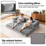Darrahopens Furniture > Sofas > Sofas & Sofa Beds Artiss Convertible Folding Sofa Bed Pull Out Mattress Foldable Lounge Couch Grey