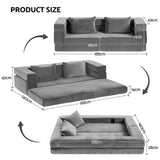 Darrahopens Furniture > Sofas > Sofas & Sofa Beds Artiss Convertible Folding Sofa Bed Pull Out Mattress Foldable Lounge Couch Grey
