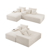 Darrahopens Furniture > Sofas > Sofas & Sofa Beds Artiss Double Chaise Lounge Sofa 2-Seater Modular Sofa Lounge Chair Couch Beige In Australia - Darrahopens