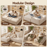 Darrahopens Furniture > Sofas > Sofas & Sofa Beds Artiss Double Chaise Lounge Sofa 2-Seater Modular Sofa Lounge Chair Couch Beige In Australia - Darrahopens
