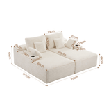 Darrahopens Furniture > Sofas > Sofas & Sofa Beds Artiss Double Chaise Lounge Sofa 2-Seater Modular Sofa Lounge Chair Couch Beige In Australia - Darrahopens