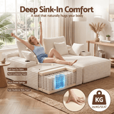 Darrahopens Furniture > Sofas > Sofas & Sofa Beds Artiss Double Chaise Lounge Sofa 2-Seater Modular Sofa Lounge Chair Couch Beige In Australia - Darrahopens