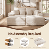 Darrahopens Furniture > Sofas > Sofas & Sofa Beds Artiss Double Chaise Lounge Sofa 2-Seater Modular Sofa Lounge Chair Couch Beige In Australia - Darrahopens