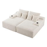 Darrahopens Furniture > Sofas > Sofas & Sofa Beds Artiss Double Chaise Lounge Sofa 2-Seater Modular Sofa Lounge Chair Couch Beige In Australia - Darrahopens