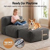 Darrahopens Furniture > Sofas > Sofas & Sofa Beds Artiss Foldable Bean Bag Sofa Bed Cloud Couch Boneless Floor Lounger Chair Grey