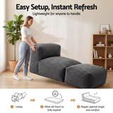 Darrahopens Furniture > Sofas > Sofas & Sofa Beds Artiss Foldable Bean Bag Sofa Bed Cloud Couch Boneless Floor Lounger Chair Grey