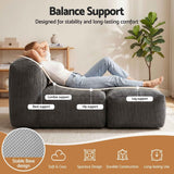 Darrahopens Furniture > Sofas > Sofas & Sofa Beds Artiss Foldable Bean Bag Sofa Bed Cloud Couch Boneless Floor Lounger Chair Grey