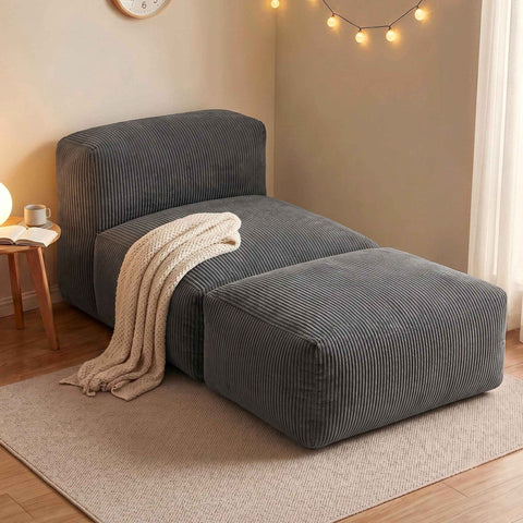 Darrahopens Furniture > Sofas > Sofas & Sofa Beds Artiss Foldable Bean Bag Sofa Bed Cloud Couch Boneless Floor Lounger Chair Grey