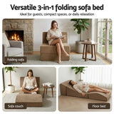 Darrahopens Furniture > Sofas > Sofas & Sofa Beds Artiss Folding Sofa Bed Convertible Armless Foam Floor Futon Lounger Couch Brown
