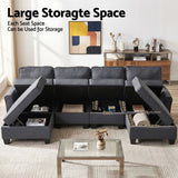 Darrahopens Furniture > Sofas > Sofas & Sofa Beds Artiss Modular Sectional U Shaped Storage Sofa Couches for Living Room Grey
