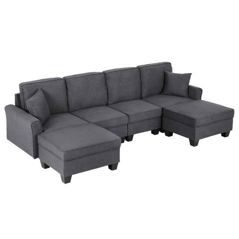 Artiss Modular Sectional U Shaped Storage Sofa Couches for Living Room Grey