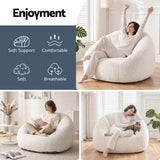 Darrahopens Furniture > Sofas > Sofas & Sofa Beds Artiss Single Small Boneless Couch Comfy Bean Bag for Living Room Faux Fur White