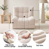 Darrahopens Furniture > Sofas > Sofas & Sofa Beds Artiss Single Small Boneless Couches for Living Room White Fabric