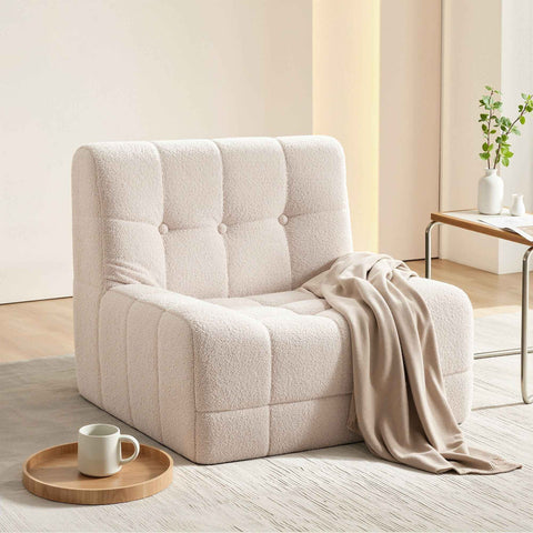 Darrahopens Furniture > Sofas > Sofas & Sofa Beds Artiss Single Small Boneless Couches for Living Room White Fabric