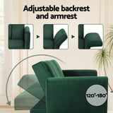 Darrahopens Furniture > Sofas > Sofas & Sofa Beds Artiss Sofa Bed 3 Seater Couch Convertible Lounge Adjustable Arm Recliner Velvet
