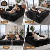 Darrahopens Furniture > Sofas > Sofas & Sofa Beds Artiss Sofa Bed Lounge Chair Sleeper Couch Chaise Single Seater Faux Fur Black In Australia - Darrahopens