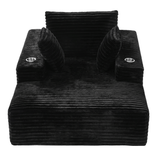Darrahopens Furniture > Sofas > Sofas & Sofa Beds Artiss Sofa Bed Lounge Chair Sleeper Couch Chaise Single Seater Faux Fur Black In Australia - Darrahopens