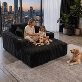 Darrahopens Furniture > Sofas > Sofas & Sofa Beds Artiss Sofa Bed Lounge Chair Sleeper Couch Chaise Single Seater Faux Fur Black In Australia - Darrahopens