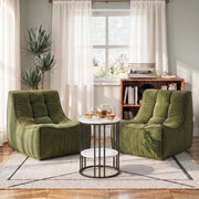 Darrahopens Furniture > Sofas > Sofas & Sofa Beds Artiss Sofa & Coffee Table Set Armless Chenille No Assembly Green White & Black In Australia - Darrahopens