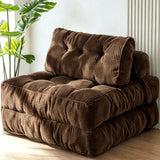 Darrahopens Furniture > Sofas > Sofas & Sofa Beds Convertible Folding Sofa Bed with Pumpkin Design, Corduroy Fabric, 3D Tufted Backrest, and Cylindrical Pillow for Living Room, Guest Room, and Small Apartments (Pink) In Australia - Darrahopens