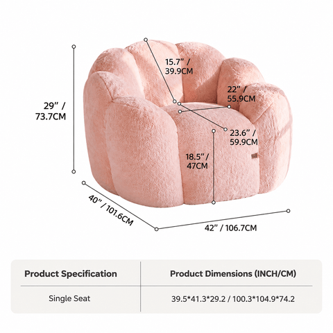 Darrahopens Furniture > Sofas > Sofas & Sofa Beds Cozy Bean Bag Sofa with Soft Corduroy Cover and High-Density Foam Filling for Living Room Bedroom Balcony Relaxation (Blush) In Australia - Darrahopens