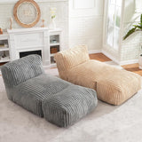 Darrahopens Furniture > Sofas > Sofas & Sofa Beds Ergonomic Bean Bag Chaise Lounger with Vertical Plush Fabric and High-Density Foam for Living Room Reading, Napping, and TV Watching (Grey) In Australia - Darrahopens