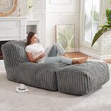 Darrahopens Furniture > Sofas > Sofas & Sofa Beds Ergonomic Bean Bag Chaise Lounger with Vertical Plush Fabric and High-Density Foam for Living Room Reading, Napping, and TV Watching (Khaki) In Australia - Darrahopens