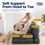 Darrahopens Furniture > Sofas > Sofas & Sofa Beds Foldable Corduroy Sofa Bed with Quilted Buttons and Pillow, Convertible Lounger for Reading, Gaming, Napping, and Relaxing at Home (Orange) In Australia - Darrahopens