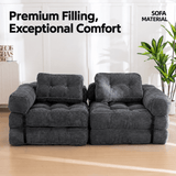 Darrahopens Furniture > Sofas > Sofas & Sofa Beds Foldable Corduroy Sofa Bed with Quilted Buttons and Pillow, Convertible Lounger for Reading, Gaming, Napping, and Relaxing at Home (Pink) In Australia - Darrahopens