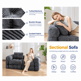 Darrahopens Furniture > Sofas > Sofas & Sofa Beds Foldable Corduroy Sofa Bed with Quilted Buttons and Pillow, Convertible Lounger for Reading, Gaming, Napping, and Relaxing at Home (Pink) In Australia - Darrahopens