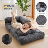Darrahopens Furniture > Sofas > Sofas & Sofa Beds Foldable Corduroy Sofa Bed with Quilted Buttons and Pillow, Convertible Lounger for Reading, Gaming, Napping, and Relaxing at Home (Pink) In Australia - Darrahopens