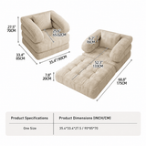 Darrahopens Furniture > Sofas > Sofas & Sofa Beds Foldable Multi-Functional Lounger Sofa with Corduroy Cover and High-Density Foam for Living Room Relaxation, Napping, and Lounging (Orange) In Australia - Darrahopens