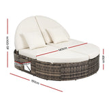 Darrahopens Furniture > Sofas > Sofas & Sofa Beds Gardeon Outdoor Day Bed Sun Lounge Setting Wicker Lounger Patio Furniture w/ Retractable Side Tray In Australia - Darrahopens