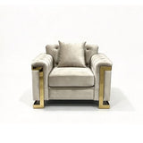 Darrahopens Furniture > Sofas > Sofas & Sofa Beds Juliette 1 Seater Velvet Sofa with Gold Trim in Beige In Australia - Darrahopens
