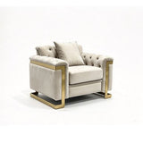 Darrahopens Furniture > Sofas > Sofas & Sofa Beds Juliette 1 Seater Velvet Sofa with Gold Trim in Beige In Australia - Darrahopens