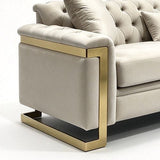 Darrahopens Furniture > Sofas > Sofas & Sofa Beds Juliette 2 Seater Velvet Sofa with Gold Trim in Beige In Australia - Darrahopens