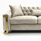 Darrahopens Furniture > Sofas > Sofas & Sofa Beds Juliette 3 Seater Velvet Sofa with Gold Trim in Beige In Australia - Darrahopens