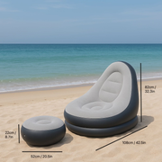 Darrahopens Furniture > Sofas > Sofas & Sofa Beds Large size inflatable sofa with foot pedal / foot stool Large size wide seat deep sitting feeling, high back embracing support, strong load capacity, suitable for all weights and body types Thick and wear-resistant PVC material is strong and resistant to
