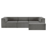 Darrahopens Furniture > Sofas > Sofas & Sofa Beds Sarantino Novi 3-Seater Modular Sofa with Ottoman in Grey Non-Slip Bottom Lounge