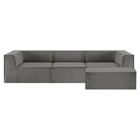 Darrahopens Furniture > Sofas > Sofas & Sofa Beds Sarantino Novi 3-Seater Modular Sofa with Ottoman in Grey Non-Slip Bottom Lounge